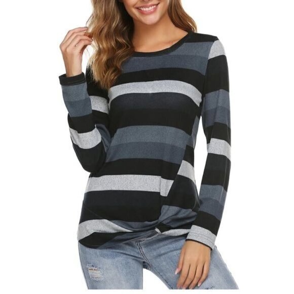 Liz Claiborne Multi Stripe Long Sleeves Shirt Size Xl - Picture 1 of 8